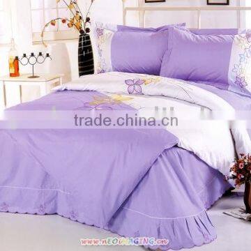 Purple Embroidery Bedding With Sheet Set For Girl Bedroom                        
                                                Quality Choice