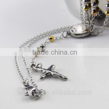 Stainless Steel Bead Jewelry Women's Cross Pendant Fashion Necklace 91825