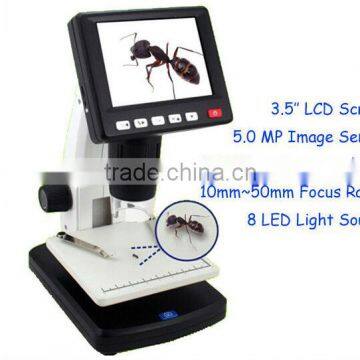 biological microscope with 3.5 inch LCD digital microscope comply to CE/FCC/ROHS 5M 1000X USB digital microscope