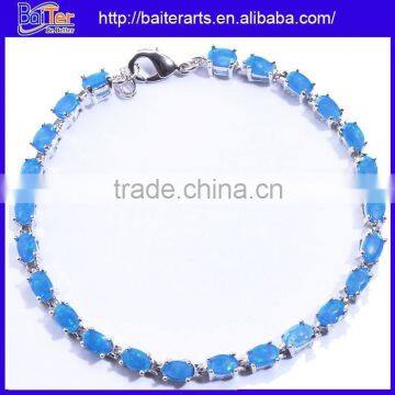 Fashion Hot Sell Women's Synthetic Fire Blue Opal Bracelet Jewelry