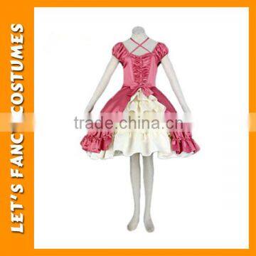 PGWC2536 Classic satin fuchsia red ruffles bow sweet lolita dress