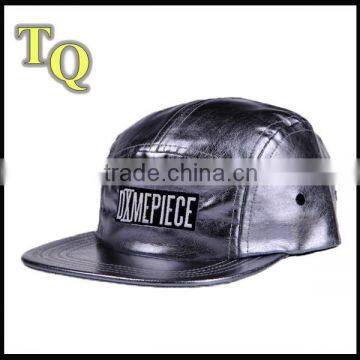 5 panel embroidery patch leather skull hats