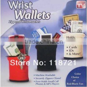 Hot-New design Wrist Wallet- Fleece Zippered Wrist Pouches Four colors