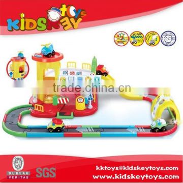 Good quality plastic cartoon electric toy race track battery operated toy train