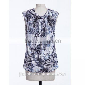 Latest Designs New Style Spandex Printed Sleeveless Lady Blouse & Top for Women photo-4