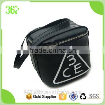 Promotional Customized Travel Black Makeup Pouch PU Cosmetic Bag