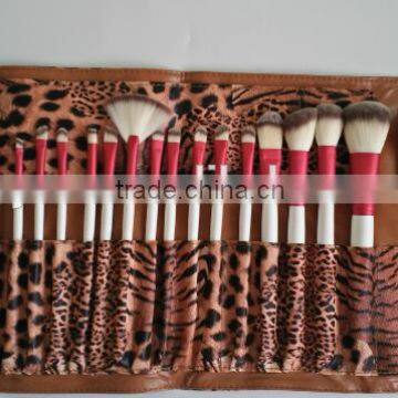 new design white handle 24 pcs makeup brush set leather case