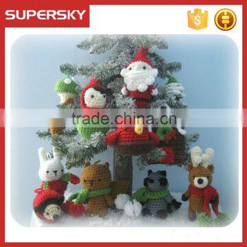 V-495 handmade knitted christmas tree ornaments christmas decoration hanging animal toy ornament gift