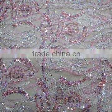 3mm spangle laser sequin coiling embroidery mesh fabric for dress