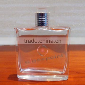 100ml square perfume glass bottle with metal cap, costmetic glass bottle