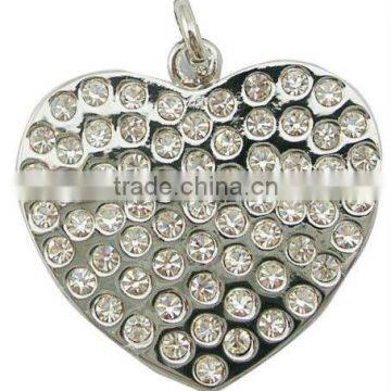 metal silver crystal heart pendant,various designs and colors,good quality,passed SGS factory audit