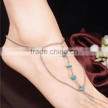 Women Summer Beach Ankle Bracelet Bohemian Foot Chain Jewelry Turquoise Anklets