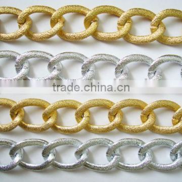 gold and silver color metal garment chain