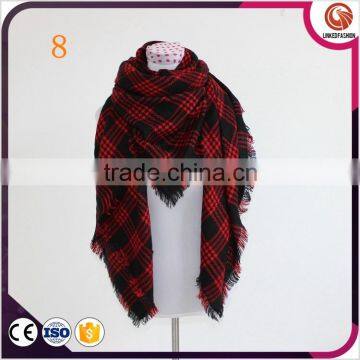 wholesale fashion blanket scarf oversized tartan scarfs winter warm scarves plaid scarf red black