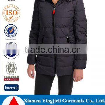 Good performance windproof breathable fitness womens long down coat