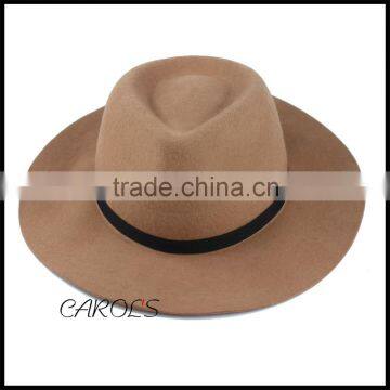 Unisex Wool Felt Hat With Black Ribbon Black Outdoor Trilby Hat for Wholesale photo-3