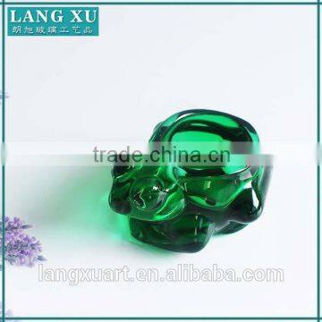 LX-Z104 unique crystal glass green colored animal shape tealight frog candle holder