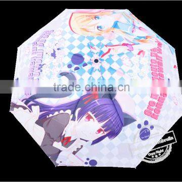 Hot sale 3 folding style japanese cartoon character print umbrellas