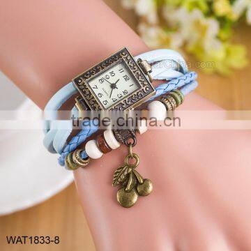 Promotional Vintage Fashion Leather Ladies Bracelet Wrist Watches