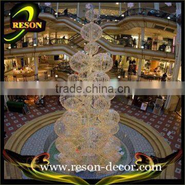 H:7.5m Christmas ball motif lights atrium shopping mall decoration