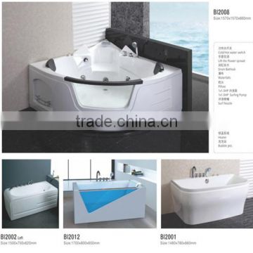 Hot sale flat Acrylic bathtub simple bathtub screen with mix valve tap