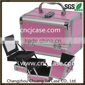 Customized cheap professional personal pink aluminum carrying cosmetic case