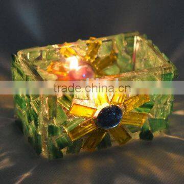 Home decor wedding Square crystal glass candle holder