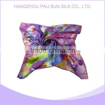 Hangzhou fashion large square 100% silk twill digital print custom design silk scarf