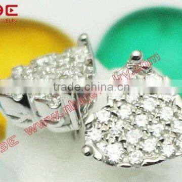 Hot sale costume classic hand micro pave setting 925 silver stud earrings,small heart design silver AAA grade cz silver jewelry