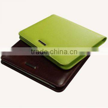 Embossed 16k business leather portfolio/folder with zipper /notepad/penholder