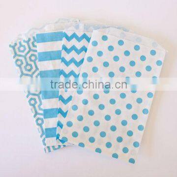 Sky Blue Striped Tiny Paper Treat Bag