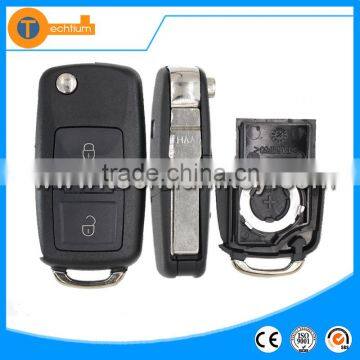 Folding flip 2 button remote key case shell with Logo and blade car key cover blank fob for VW polo passat b5 B6 golf 4 5 bora