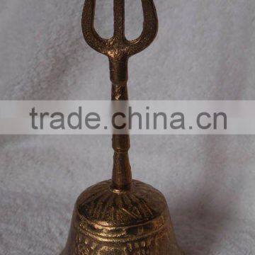 Tibetan brass temple/church/ritual bell A3-503 with Trident handle hand for home decor (E238)