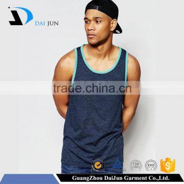 Daijun OEM wholesale 100% cotton custom men heather navy high quality casual sport tank top