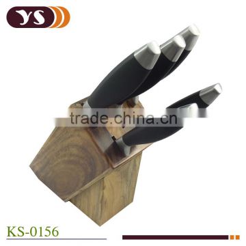 5 pcs TPR handle kitchen knife and knife block set