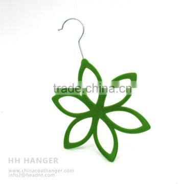 The HEAD Green Flocked Scarf Hanger 6ps Hooks,velvet Belt Hanger photo-2