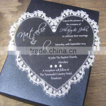 Elegance acrylic heart-shaped design wedding invitation card