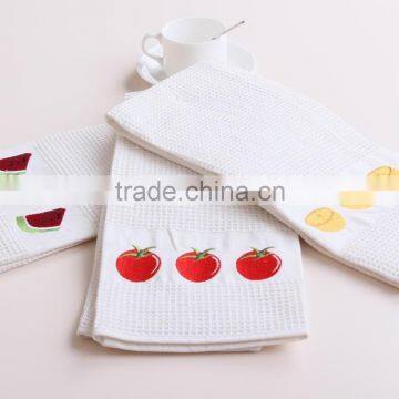 Waffle Weave Embroidered Kitchen Towel /tea towel