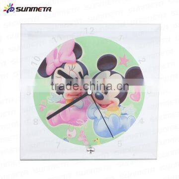 Sunmeta wholesale round shape glass with clock blank sublimation glass frame