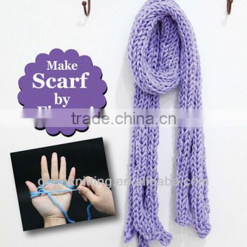 New fashion diy kit finger knitting purple tassel scarf