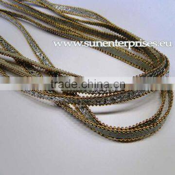 Leather With Chain - Eco Leather with gold chain_10mm_Silver