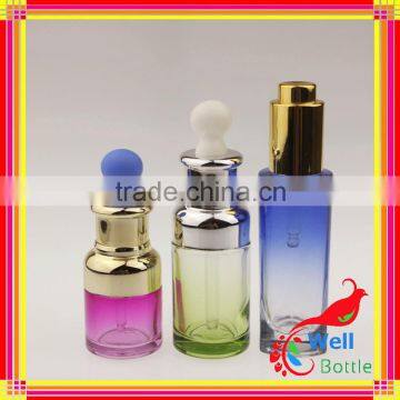 Shoulder Glass Dropper Aluminium Blue Color Empty Glass Essential Oil Bottle With Dropper GSB-0014R photo-3