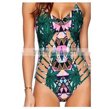 BSC084 Womens Hot Sex Images One Piece Printing Triangle Bikini Swimwear photo-2