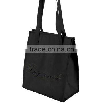 black shopping bag non woven with custom logo