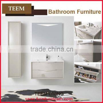 2016 new design modern high end quality soild wood concise manufacturer bath cabinet two wash bolws bathroom cabinet(nsbc-004)