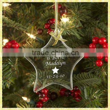 Personalized Glass Engraved Star Ornaments For 2014 Christmas Decoration