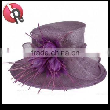 purple women sinamay party church hats with flowers