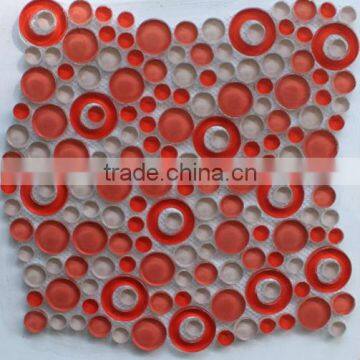 red and white round mosaic tile