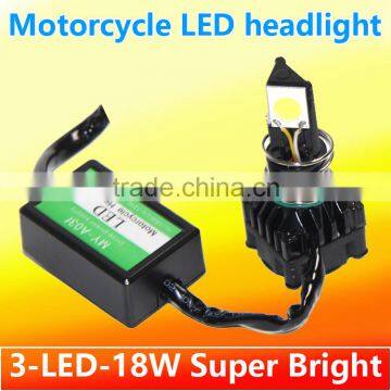 Motorcycle spare parts 3LED COB motorcycle headlight bulb 3PCS*6W super bright COB LEDs