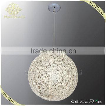 2015 best selling big white round ball hanging rattan pendant lamp